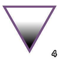 A downward-pointing equilateral triangle outlined in purple and filled with a gradient going from white on top to black on the bottom, with a 4 in the bottom right