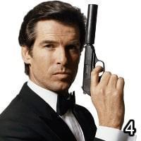 An actor in a suit holding a pistol, with a 4 in the bottom right